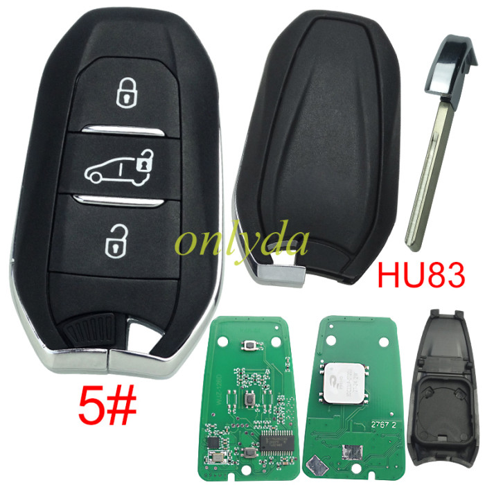 Free shipping For Peugeot Keyless remote key with 4A chip PCF7945M(HITAG AES) , 434mhz, with HU83 blade , pls choose button