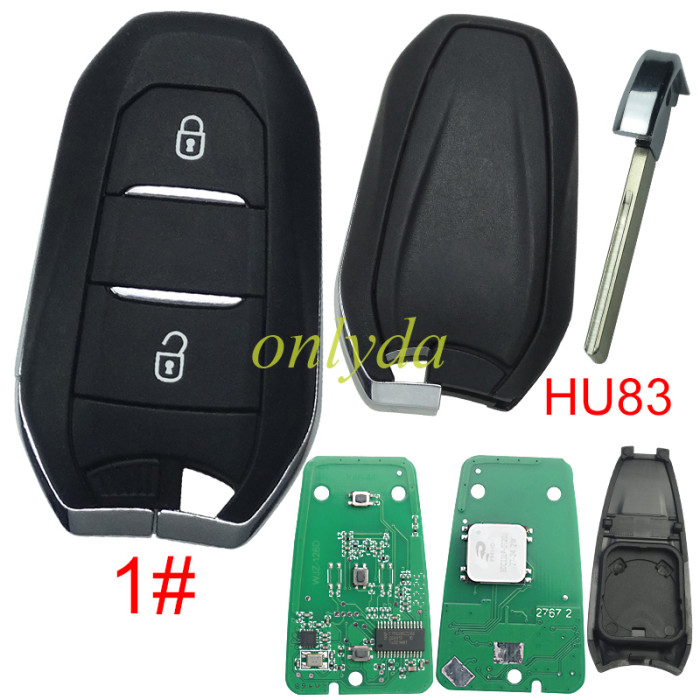 Free shipping For Peugeot Keyless remote key with 4A chip PCF7945M(HITAG AES) , 434mhz, with HU83 blade , pls choose button