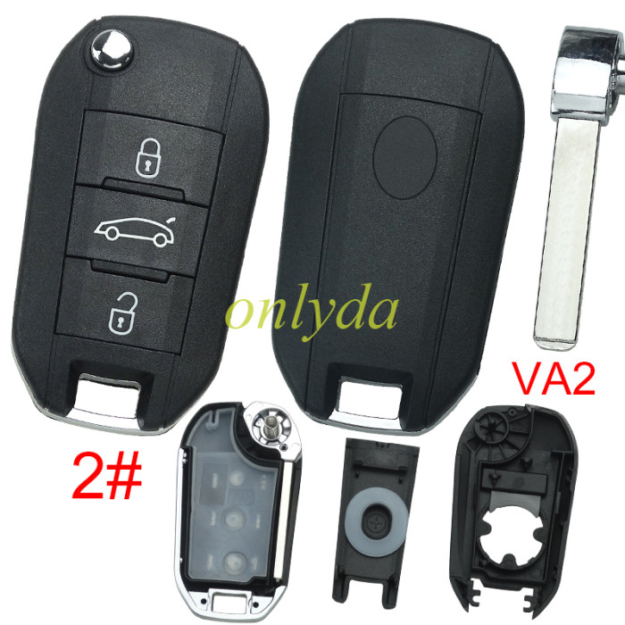 European Style For Citroen remote key shell with VA2 blade ,with Badge, pls choose button