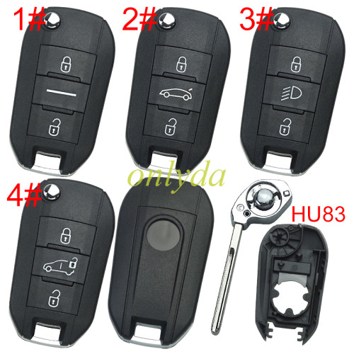 Free shipping 5pcs/lot European Style For Opel remote key shell with round Badge with HU83 blade , pls choose button