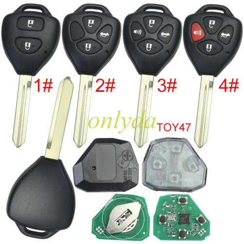Free shipping For Toyota remote 4D67 Chip  with 315MHZ with Toy47 blade use for Camry,RAV4,Corolla,Highland and vios FCCID GQ4-29T. pls choose button