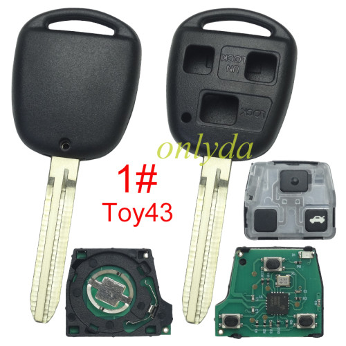 Free shipping For Toyota 3 button remote key 24090(HYQ1512V) 24090／50021 314.4MHz, 24090/24021 USA Model FCC ID:HYQ1512V 89070-53531 2002-2003 ES300 1998-2005 GS300 2001-2005 IS300 1998-2000 GS400 1998-2000 LS400 2001-2005 GS430,pls choose blade .(Without chip, if you need a chip, you need to buy it separately)