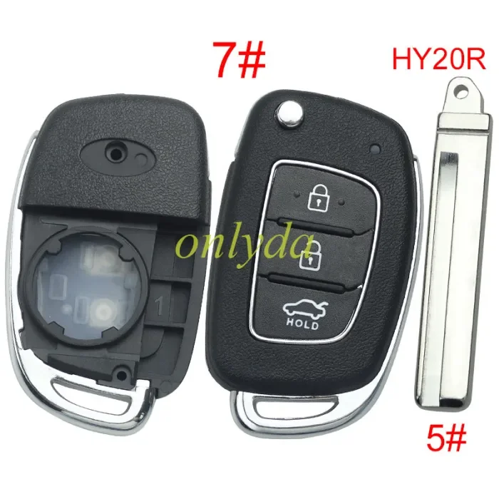 Free shipping 5pcs/lot For Hyundai  remote key blank with badge,with HY20R blade,please choose the button