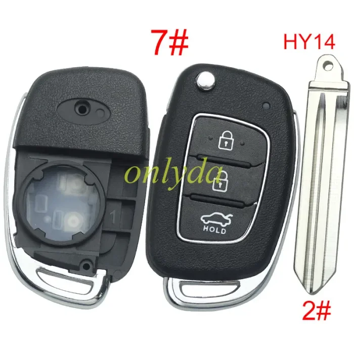 Free shipping 5pcs/lot For Hyundai  remote key blank with badge,with HY14 blade,please choose the button