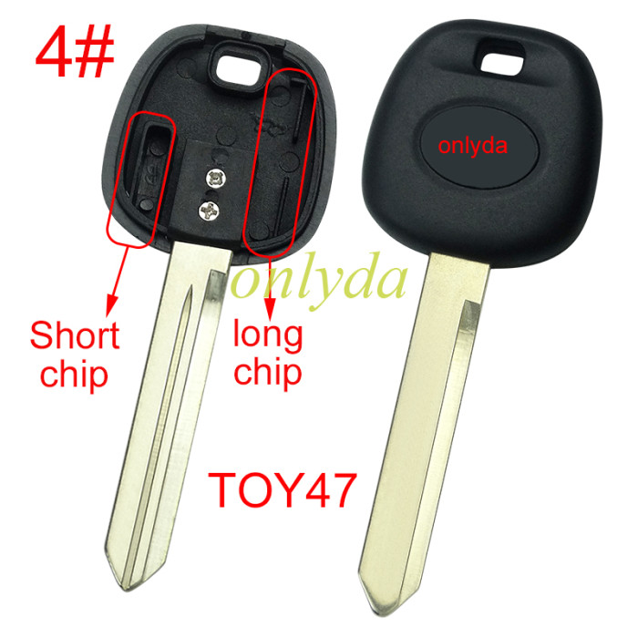 Free shipping 10pcs/lot For Toyota transponder key blank  with badge, with carbon chip part and  TPX long chip part