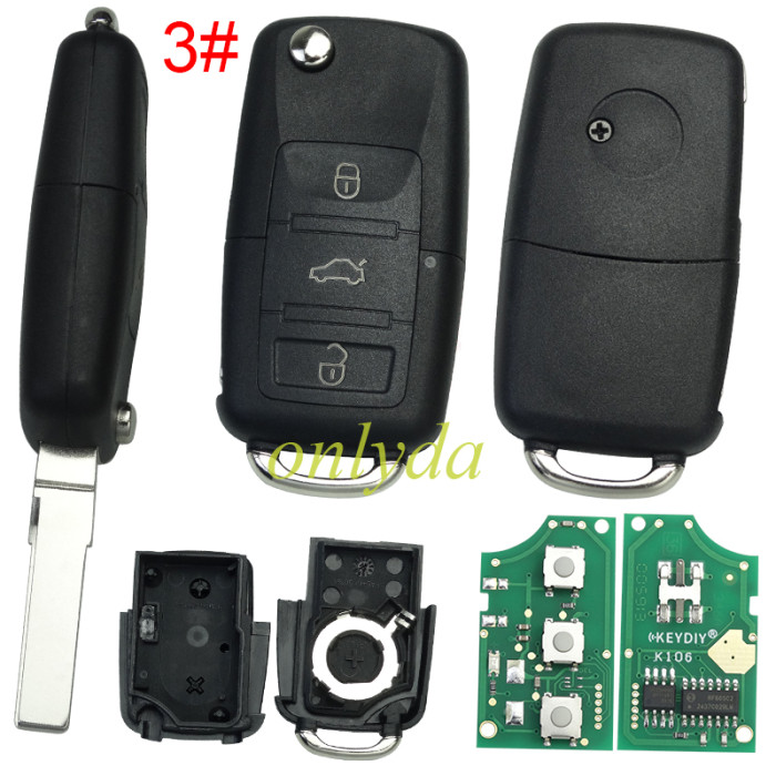 Free shipping 5pcs/lot For VW 3 Button remote control 1J0 959 753 B 434mhz