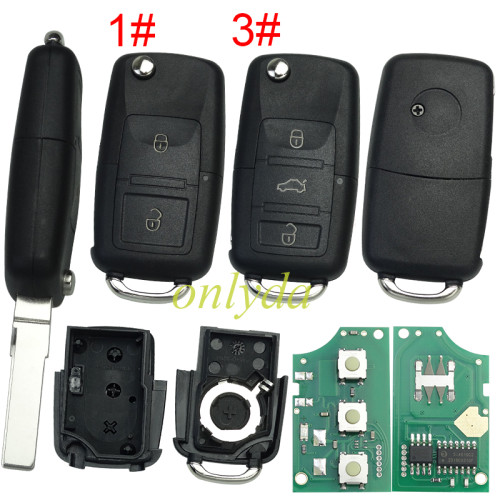 Free shipping 5pcs/lot For VW 2 button remote key 433mhz 7M3959753F