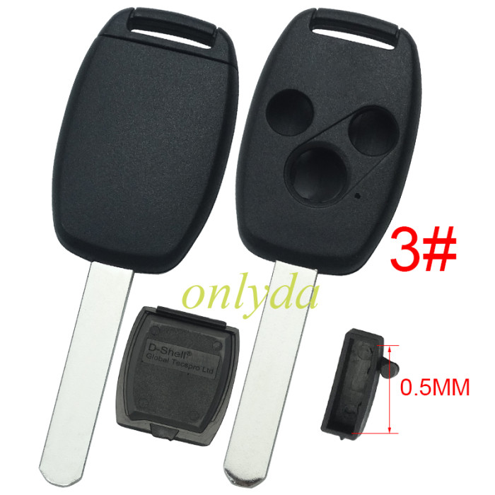 Free shipping 5pcs/lot Super Stronger GTL shell  Honda upgrade remote key shell without badge（With chip slot place)