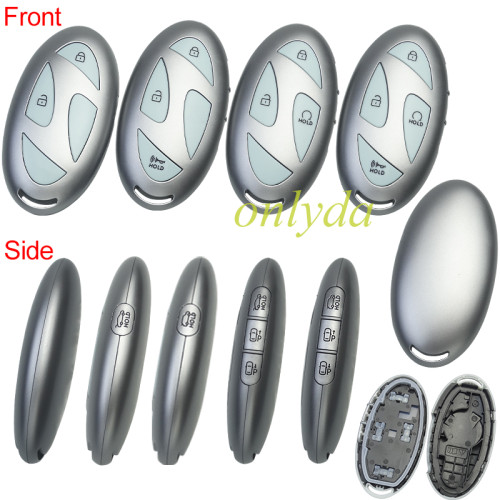For Hyundai  remote key shell with light blue color button and  without  badge ， pls choose button