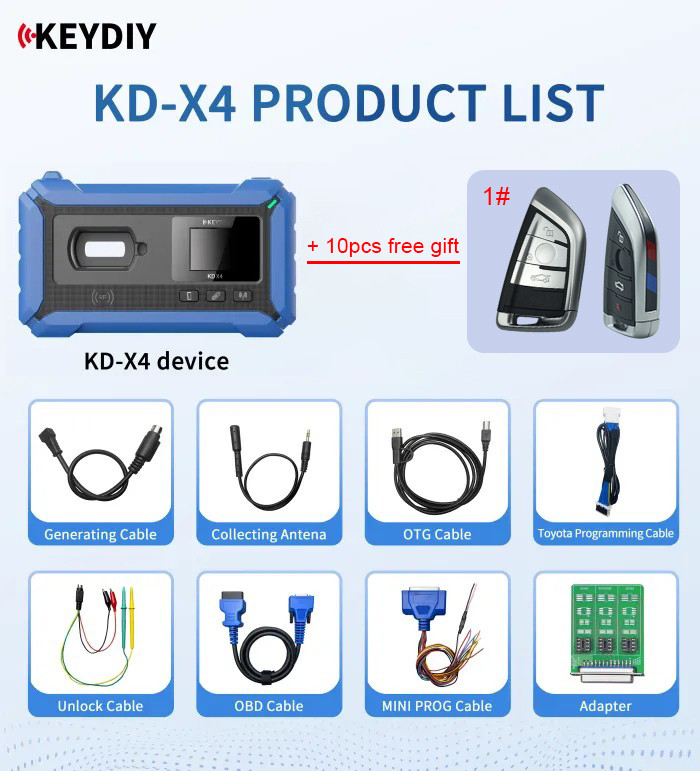 Free 10pcs KD FGB23 Remote +Keydiy KD-X4 set , the KDX4 Professional Universal Key Programmer,  supports detection, generating,copy, programming, matching... Locksmith professional essential equiment KD-X4