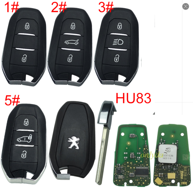 Free shipping original Peugeot smart  remote key with 434mhz (HITAG AES) 4A chip Original PCB+ aftermarket shell HU83 Blade