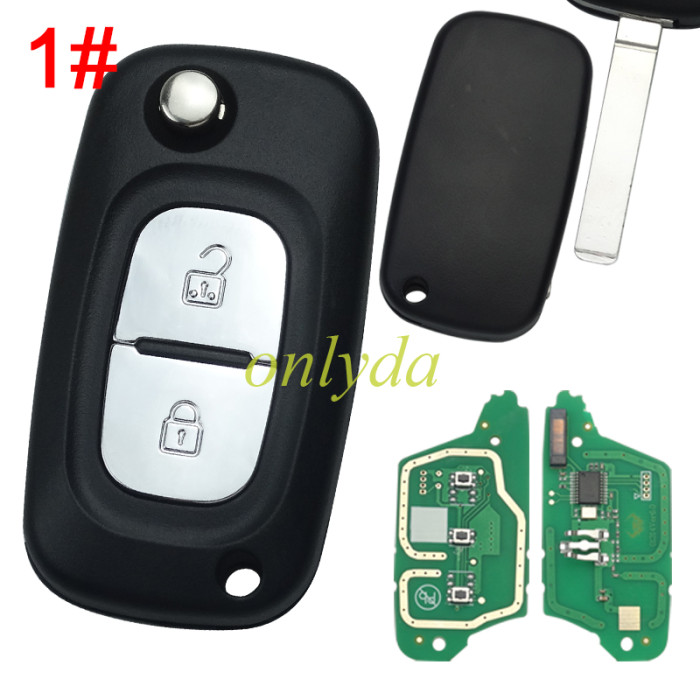 Free shipping For Renault 2 button remote key with PCF7961(HITAG2) ID46 Chip 434 mhz with ASK Blade: VA2 , pls choose button