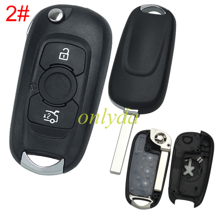 For Buick 1/2 button flip remote key shell with HU100 blade with badge , pls choose button