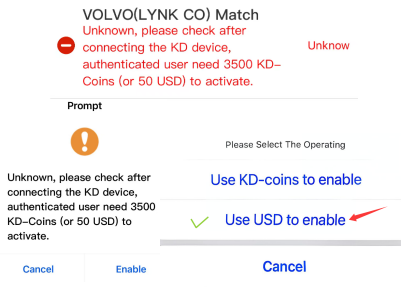 [KEYDIY Wallet Recharge]  MOQ 10USD. KD TOKEN Enable function for VOLVO (LYNK CO) MATCH--please note this Only for USD enable ,if you want KD Coins enable, please make sure you have enough KD coins orelse ,you can win KD-Coins by generate KD Remote or KD chips