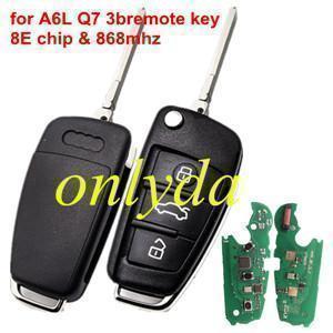 Free shipping KYDZ Audi A6L Q7 3 button remote key with 8E chip & 868mhz FSK  work with zed full autel vvdi lonsor machine For Audi A6 01.2004-08.2011 Audi Q7 2006-2015  Audi S6 2004-2010  4F0 837 220 AK