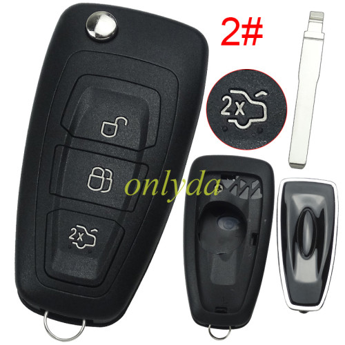 Free shipping from HK,10pcs/lot for Ford Focus  3 button  remote key shell with T type blade