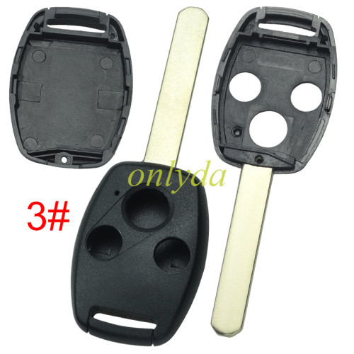 Free shipping from HK,10pcs/lot for Honda  remote key shell 3Button （no chip slot place)
