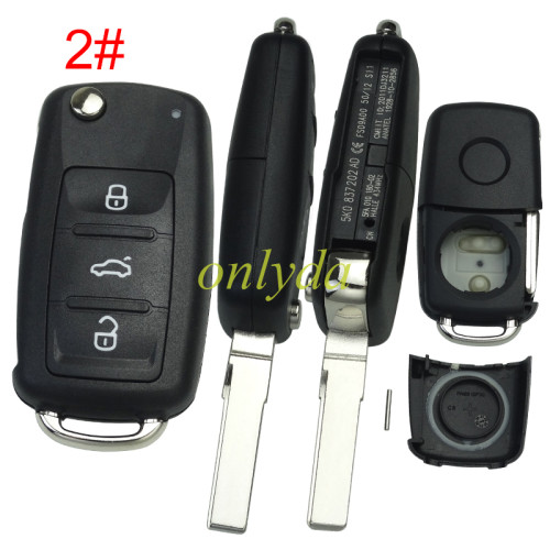 Free shipping from HK,10pcs/unit.  for VW 3 button key  blank with HU66 blade  new modle car after 2011（ round logo place on back）