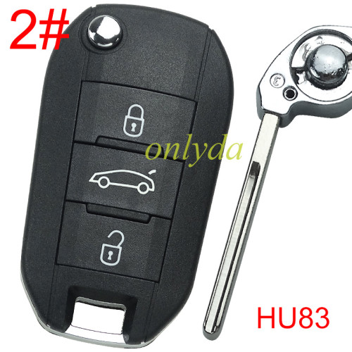 Free shipping from HK,10pcs/lot for  Peugeot remote key shell without  badge, blade HU83