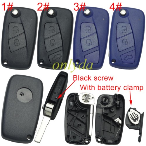 Fiat  2/3 button remote key blank withbattery clamp with logo , pls choose model .