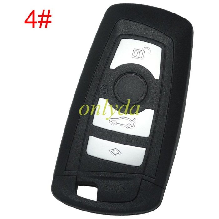 BMWW 4 button remote key blank with blade, pls choose color