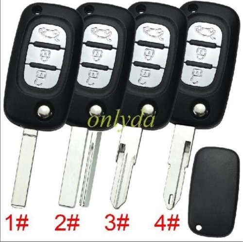 Renault3 button remote key blank ， with logo , 1#307 2#407 3#VAC102 4#206 ,pls choose blade