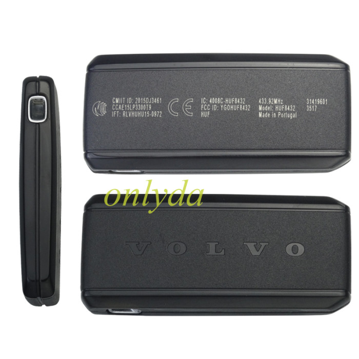 Free shipping Genuine Volvo smart card 3+1 button 433.92 Mhz chip :8A(Tiris DST AES ) CMIITID :2015DJ3461 IC:4008C-HUF8432 FCC ID YGOHUF8432 Made in Portugal 2pcs remote key+ 1pc Bluetooth card /set