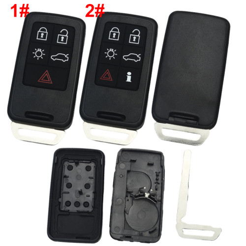 For Volvo 5+1 button remote key shell with key blade without badge