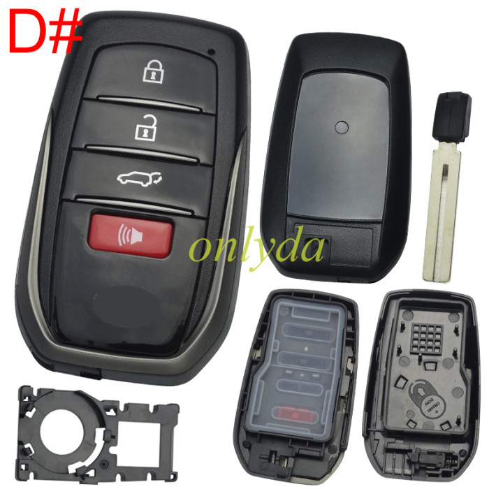 For Toyota  remote key shell with Glossy black texture cover, Front side with badge, Back side with badge place,  pls choose button