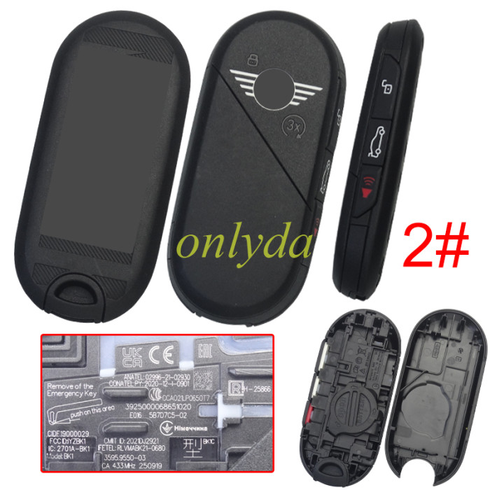 Free shipping Original New Model For Bmw Mini Cooper 2024 Smart Key Fob Remote FCC IYZBK1 2701A-BK1 BK1 434MHZ 49Chips /UWB chip