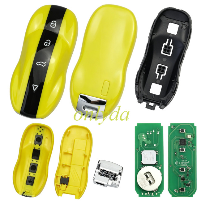 Free shipping ZB71-4 SMART KEY Amber Yellow For 46.47.48.49.4A、MQB48、5C chip types match it to the car after generating it, its function is the same as the original smart key support change blades