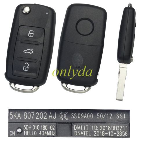 KYDZ for VW Type 3Btn Universal Flip Remote – ZN19