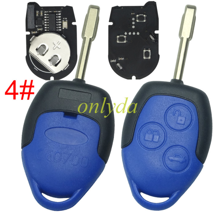 Ford Transit blue remote key with 434mhz with 4D chip FCCID:6CIT15K601 AG AG，The color of the key blade is different, and with logo or without logo ,please choose
