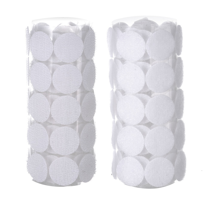 BQS White Sticky Back Coins Hook and Loop Self Adhesive Dots Tapes 100 Pairs (0.75 Inch Diameter)