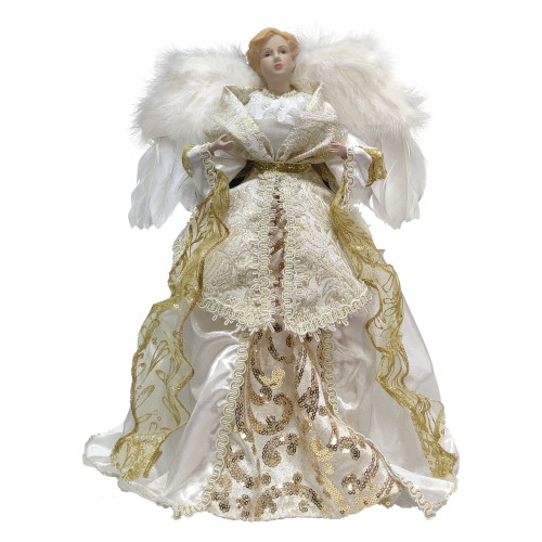 iboodi 16 Inches Christmas Angel Treetop Fiber Optic Wings,White and Gold