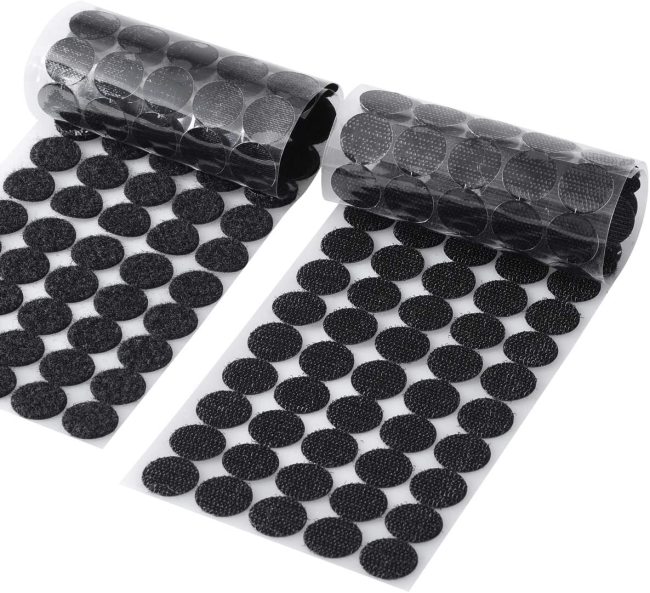 BQS Black Sticky Back Coins Hook and Loop Self Adhesive Dots Tapes 100 Pairs (1 Inch  Diameter)