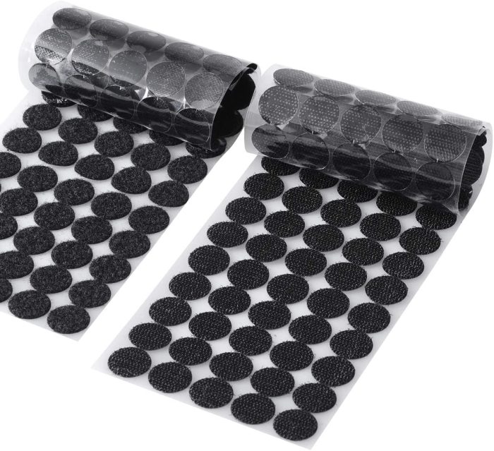BQS Black Sticky Back Coins Hook and Loop Self Adhesive Dots Tapes 100 Pairs (1 Inch  Diameter)
