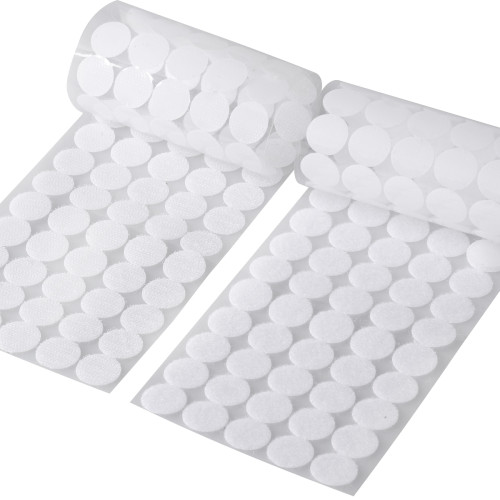 BQS White Sticky Back Coins Hook and Loop Self Adhesive Dots Tapes 100 Pairs (1 Inch Diameter)