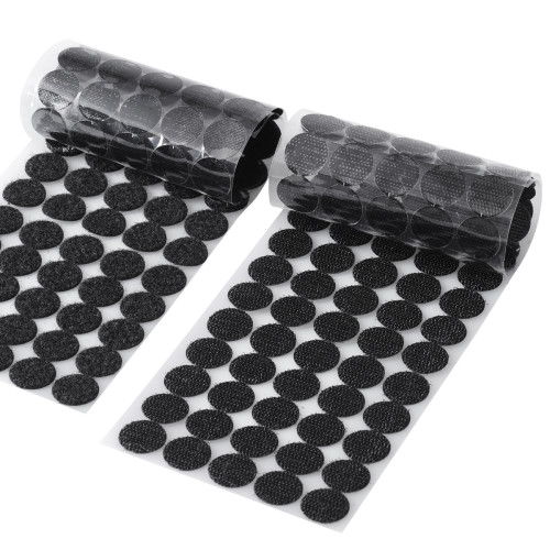 BQS Black Sticky Back Coins Hook and Loop Self Adhesive Dots Tapes 100 Pairs (0.75 Inch  Diameter)
