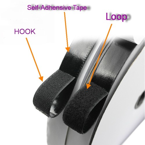 BQS 16 Feet Length 0.75 inch Width Hook and Loop with Strong Self Adhesive Tape Strip Fastener (Black)