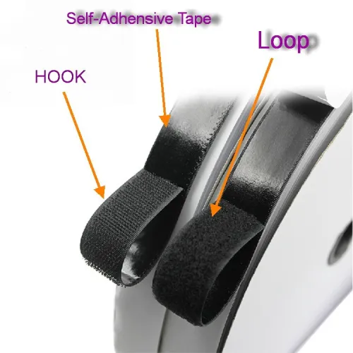 BQS 16 Feet Length 0.75 inch Width Hook and Loop with Strong Self Adhesive Tape Strip Fastener (Black)