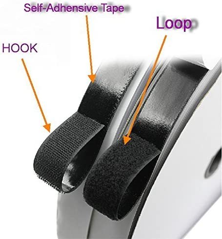 BQS 0.5 Inch  Width Self Adhesive Hook and Loop Sticky Back Tape Fastener 16 feet(Black)
