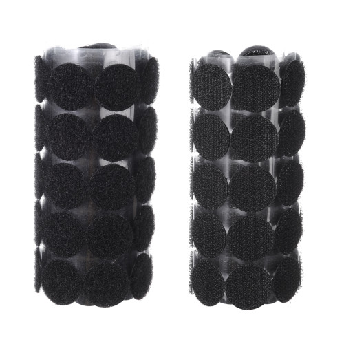 BQS Black Sticky Back Coins Hook and Loop Self Adhesive Dots Tapes 100 Pairs (1 Inch  Diameter)
