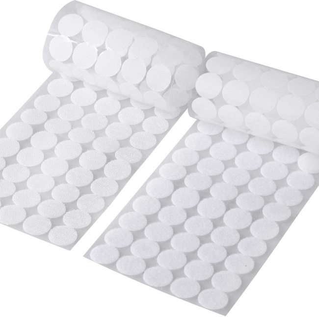 BQS White Sticky Back Coins Hook and Loop Self Adhesive Dots Tapes 100 Pairs (0.75 Inch Diameter)