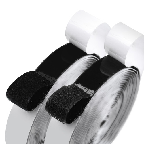 BQS 1 Inch Width Self Adhesive Hook and Loop Sticky Back Tape Fastener 16 feet(Black)
