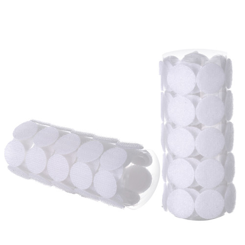 BQS White Sticky Back Coins Hook and Loop Self Adhesive Dots Tapes 100 Pairs (1 Inch Diameter)