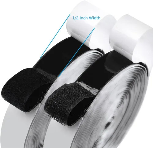 BQS 0.5 Inch  Width Self Adhesive Hook and Loop Sticky Back Tape Fastener 16 feet(Black)