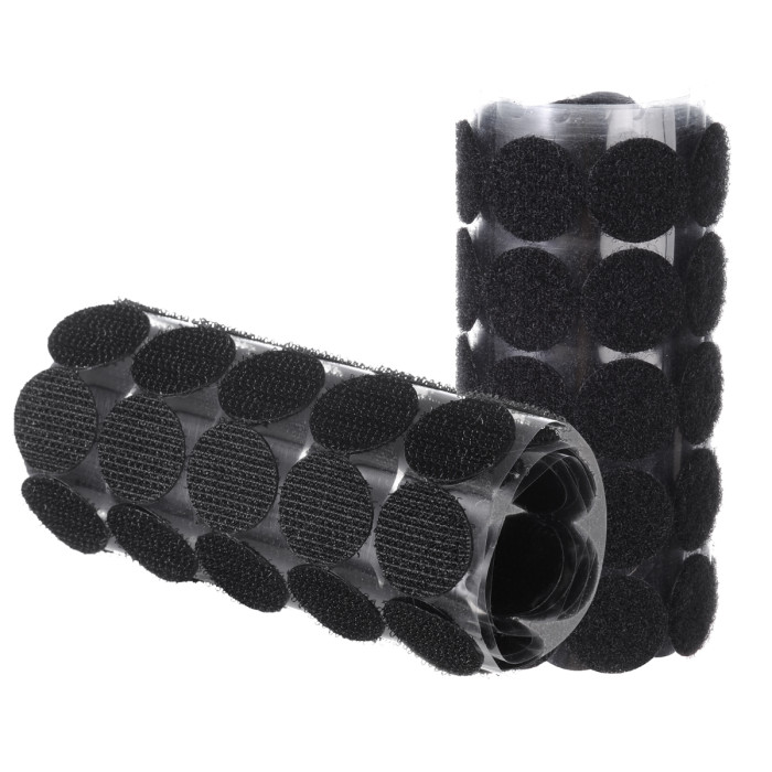 BQS Black Sticky Back Coins Hook and Loop Self Adhesive Dots Tapes 100 Pairs (0.75 Inch  Diameter)
