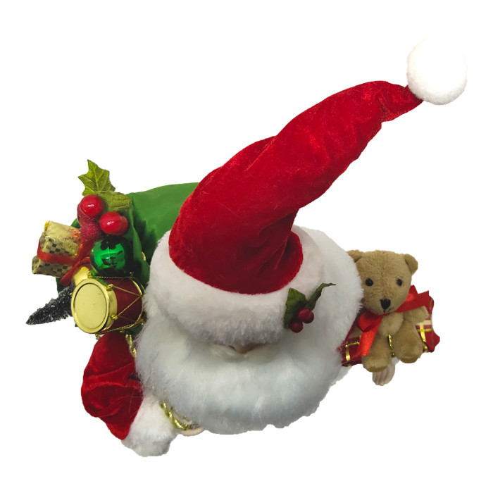 BQS 16 Inches Standing Red and Gold Santa Claus Figure Holding Gift