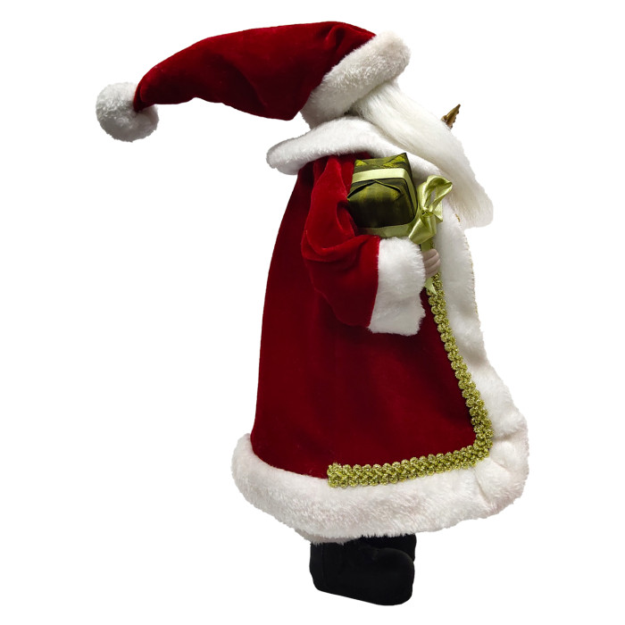 iboodi 16 Inches Standing Christmas Santa Claus Figurine Decoration in Red and White with a Bear and Gift Bag